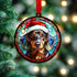Dachshund Dapple in Santa Hat Suncatcher Decoration